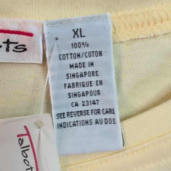 Talbots Vintage Yellow Shortโ Sleeve Tee Relaxed Fit Crew Neck. XL - Picture 5 of 6